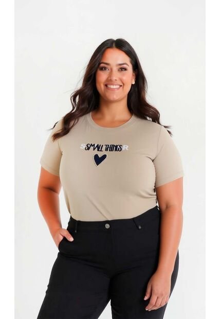 Camiseta Para Mujer. Manga Corta Beige Marca L&H Ref. 4R609073