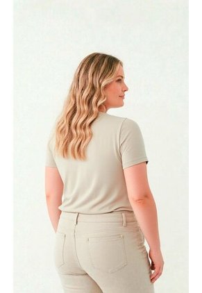 Camiseta Para Mujer. Manga Corta Beige Marca L&H Ref. 4R609073