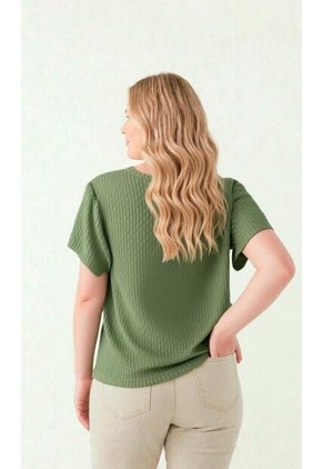 Camiseta Para Mujer. Manga Corta Verde Marca L&H Ref. 4R609072