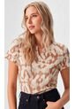 Camiseta Para Mujer Manga Corta Beige Marca L&H Ref. 1F409553 de L&H