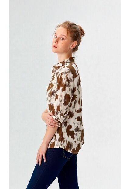 Blusa Para Mujer Manga 3/4 Taupe Marca L&H Ref. 1F412699