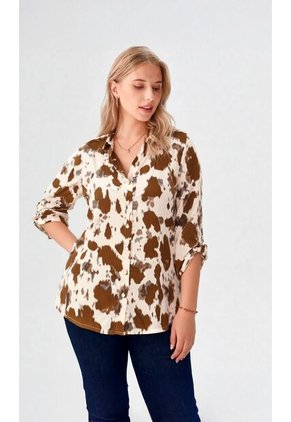 Blusa Para Mujer Manga 3/4 Taupe Marca L&H Ref. 1F412699