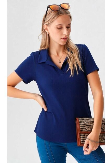 Camiseta Para Mujer Manga Corta Azul Marca L&H Ref. 4R409233