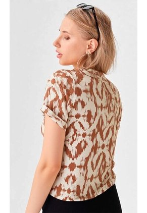 Camiseta Para Mujer Manga Corta Beige Marca L&H Ref. 1F409553