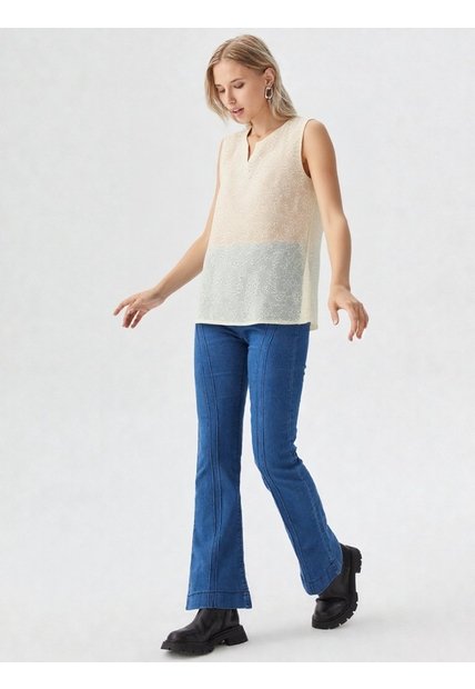 Blusa Para Mujer Manga Sisa Crudo Marca L&H Ref. 1F412734
