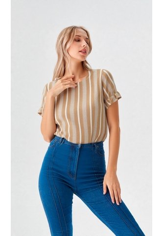 Blusa Para Mujer Manga Corta Beige Marca L&H Ref. 5P412297 L&H