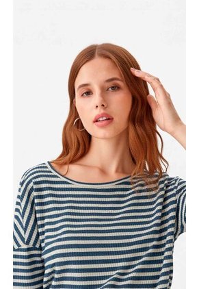 Camiseta Para Mujer Manga 3/4 Azul Marca L&H Ref. 1F409549