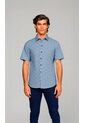Camisa Para Hombre Manga Corta Azul Marca L&H Ref. 7Y101233 de L&H