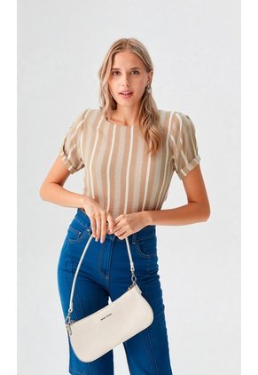 Blusa Para Mujer Manga Corta Beige Marca L&H Ref. 5P412297