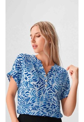 Camiseta Para Mujer Manga 3/4 Azul Marca L&H Ref. 1F409533