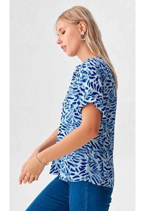 Camiseta Para Mujer Manga 3/4 Azul Marca L&H Ref. 1F409533