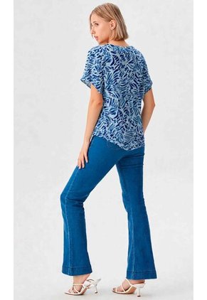 Camiseta Para Mujer Manga 3/4 Azul Marca L&H Ref. 1F409533