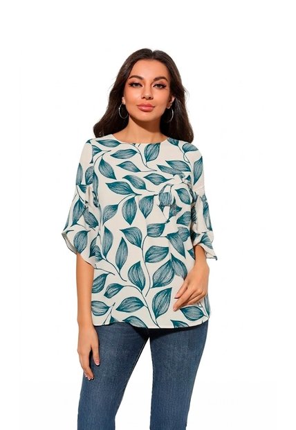 Blusa Para Mujer Manga 3/4 Verde Marca L&H Ref. 1F412737