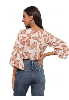 Blusa Para Mujer Manga 3/4 Beige Marca L&H Ref. 1F412733