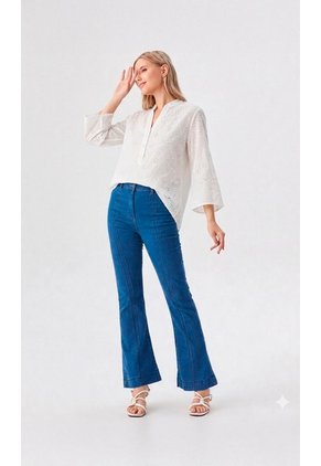 Blusa Para Mujer Manga 3/4 Blanco Marca L&H Ref. 1F412733