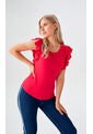 Blusa Para Mujer Manga Corta Rojo Marca L&H de L&H