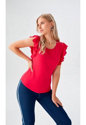 Blusa Para Mujer Manga Corta Rojo Marca L&H