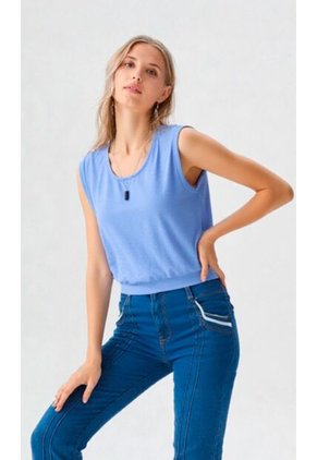 Blusa Para Mujer Manga Sisa Azul Marca L&H