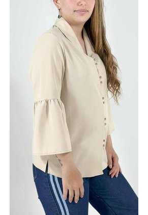 Blusa Para Mujer Manga 3/4 Beige Marca L&H