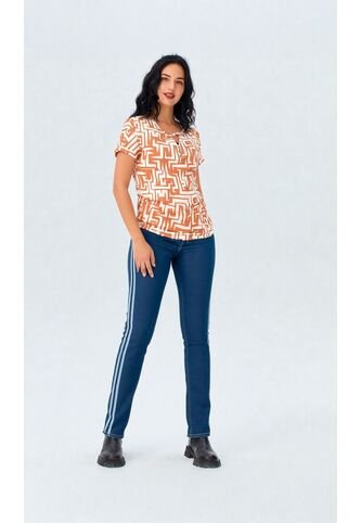 Camiseta Para Mujer Manga Corta Beige Marca L&H L&H