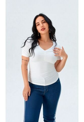 Camiseta Para Mujer Manga Corta Blanco Marca L&H L&H