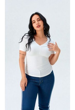 Camiseta Para Mujer Manga Corta Blanco Marca L&H