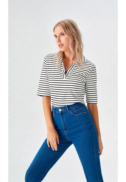 Camiseta Para Mujer Manga Corta Negro Marca L&H