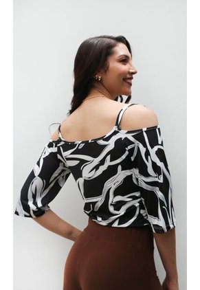 Camiseta Para Mujer Manga 3/4 Negro Marca L&H