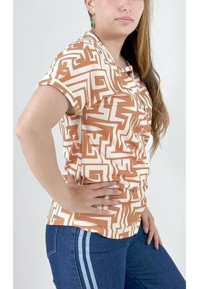 Camiseta Para Mujer Manga Corta Beige Marca L&H