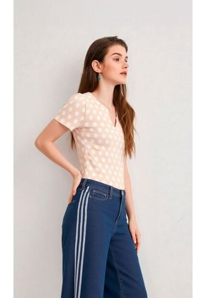 Camiseta Para Mujer Manga Corta Beige Marca L&H