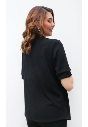 Camiseta Para Mujer Manga 3/4 Negro Marca L&H