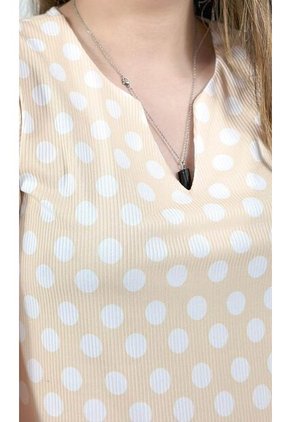 Camiseta Para Mujer Manga Corta Beige Marca L&H