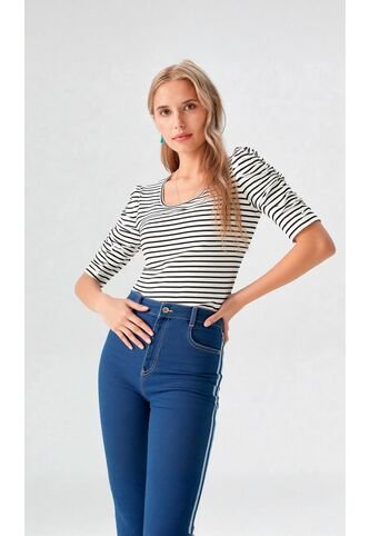 Camiseta Para Mujer Manga 3/4 Negro Marca L&H L&H