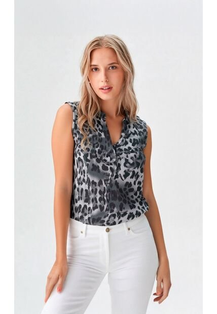 Camiseta Para Mujer Manga Sisa Gris Claro Marca L&H