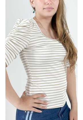 Camiseta Para Mujer Manga 3/4 Beige Marca L&H
