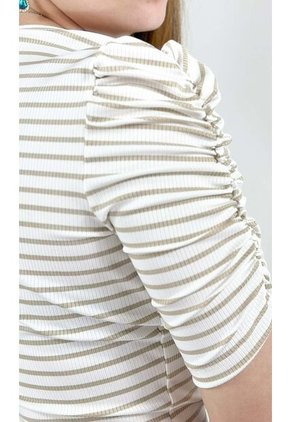 Camiseta Para Mujer Manga 3/4 Beige Marca L&H