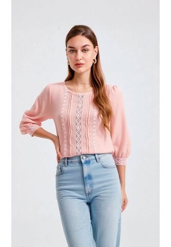 Blusa Para Mujer Manga 3/4 Rosado Marca L&H L&H