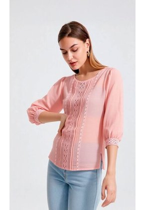 Blusa Para Mujer Manga 3/4 Rosado Marca L&H