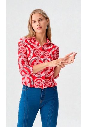 Blusa Para Mujer Manga 3/4 Rojo Marca L&H