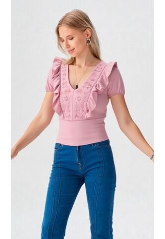Blusa Para Mujer Manga Corta Rosado Marca L&H L&H