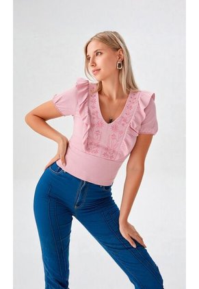 Blusa Para Mujer Manga Corta Rosado Marca L&H