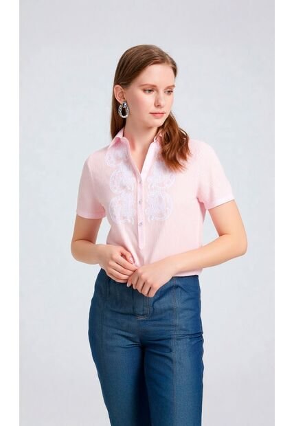 Blusa Para Mujer Manga Corta Rosado Marca L&H Ref. 1F412680