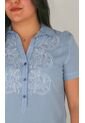 Blusa Para Mujer Manga Corta Azul Marca L&H Ref. 1F412680 de L&H