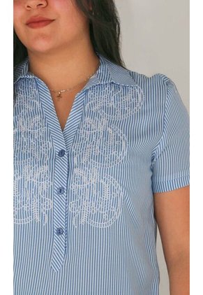 Blusa Para Mujer Manga Corta Azul Marca L&H Ref. 1F412680