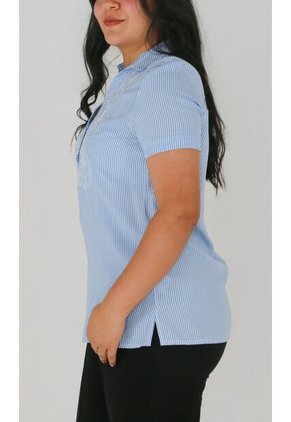 Blusa Para Mujer Manga Corta Azul Marca L&H Ref. 1F412680