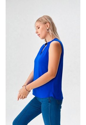 Blusa Para Mujer Manga Sisa Azul Marca L&H Ref. 5P412279