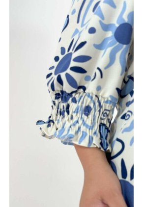 Blusa Para Mujer. Manga 3/4 Azul Marca L&H