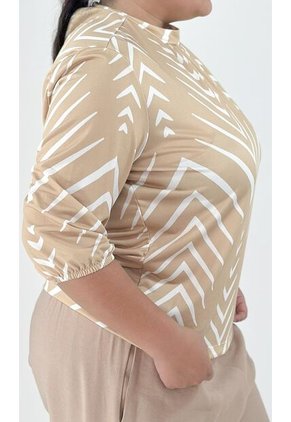 Camiseta Para Mujer. Manga 3/4 Beige Marca L&H