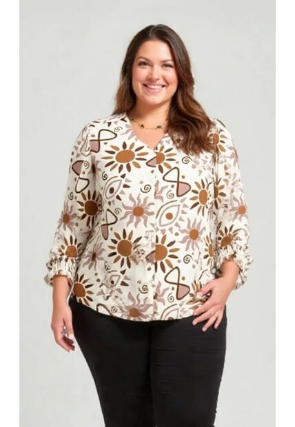 Blusa Para Mujer. Manga 3/4 Cafe Marca L&H