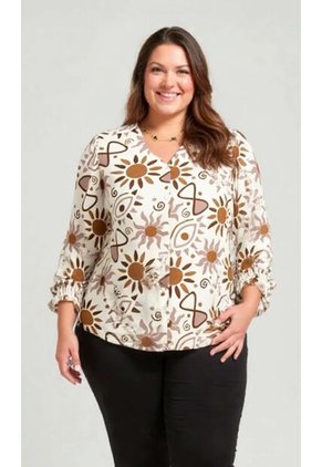 Blusa Para Mujer. Manga 3/4 Cafe Marca L&H